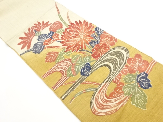 JAPANESE NAGOYA OBI / TSUMUGI / WOVEN KIKU